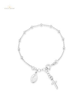 925 Sterling Silver Rosary Bead Chain Bracelet Adjustable
